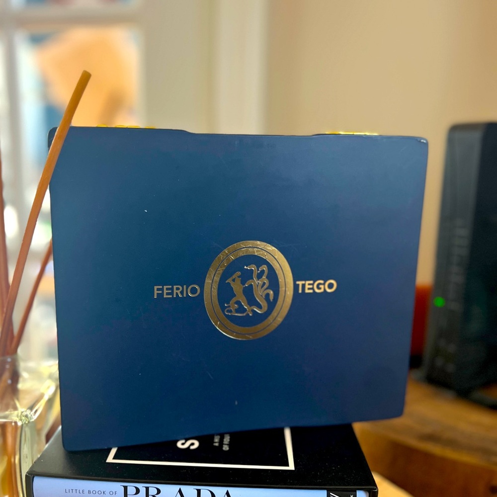 Ferio Tego Blue and Gold Cigar Box Humidor